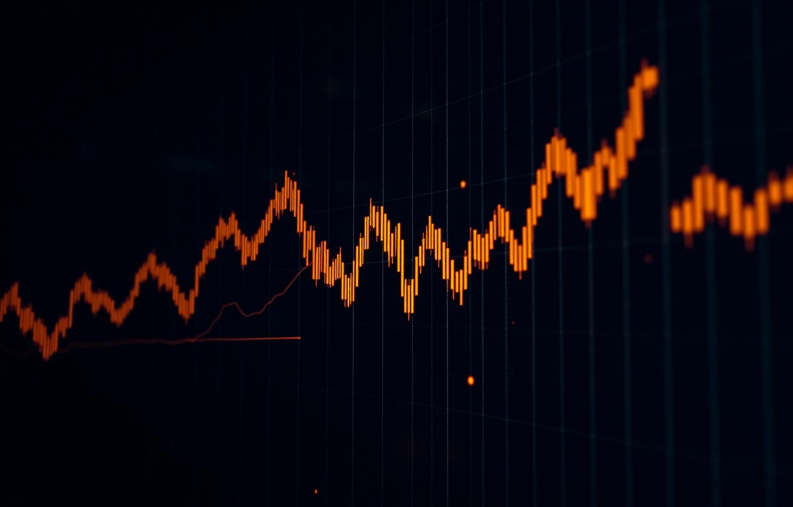 Abstract financial chart in deep blue and amber
