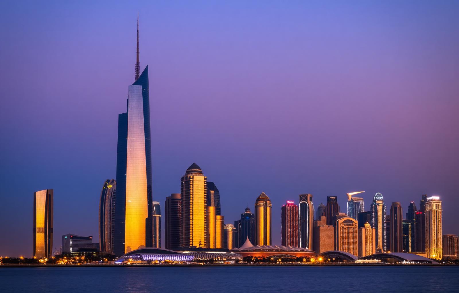 Doha West Bay skyline at twilight